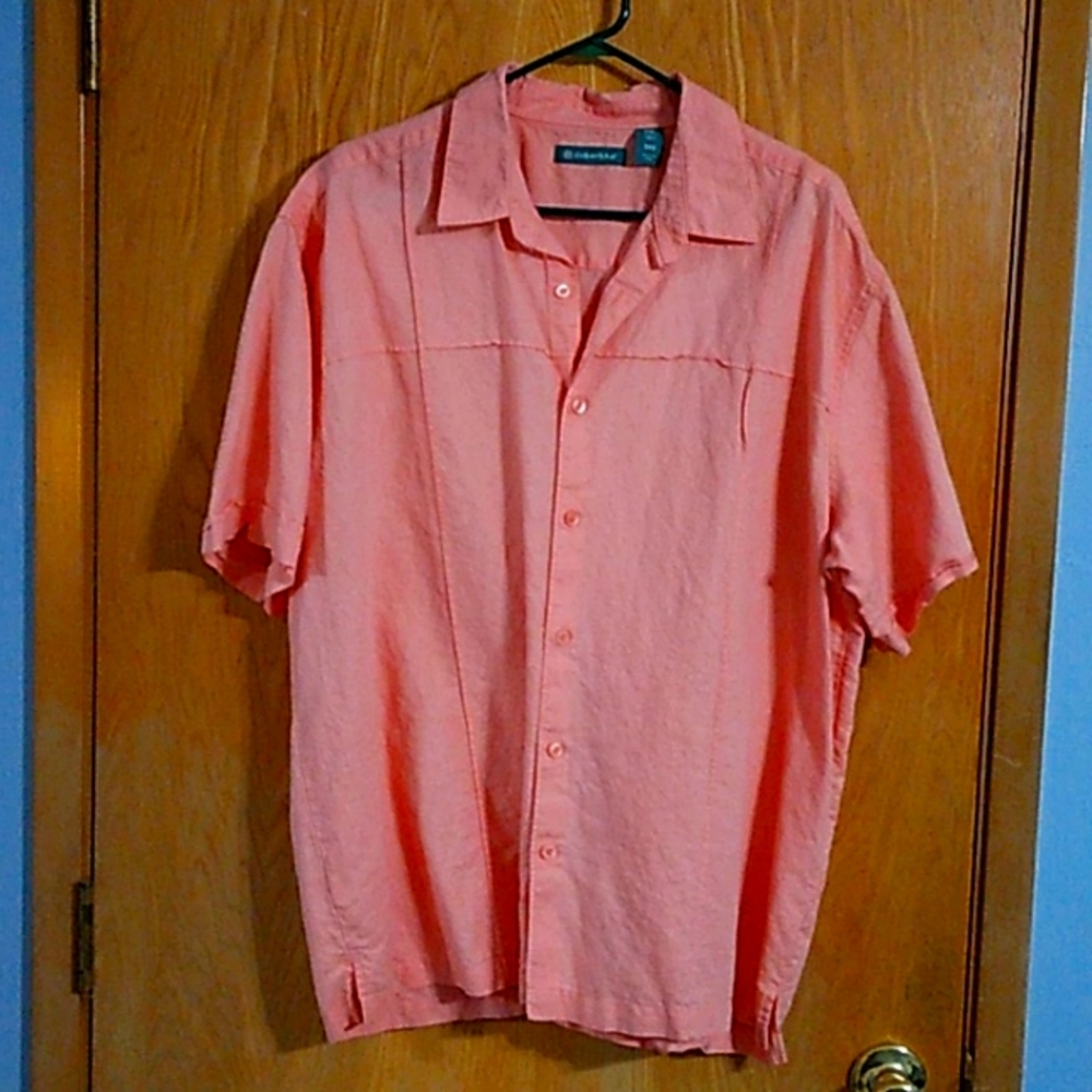 Men's 2XL Cubavera Salmon Colored Button Down Casual Shirt